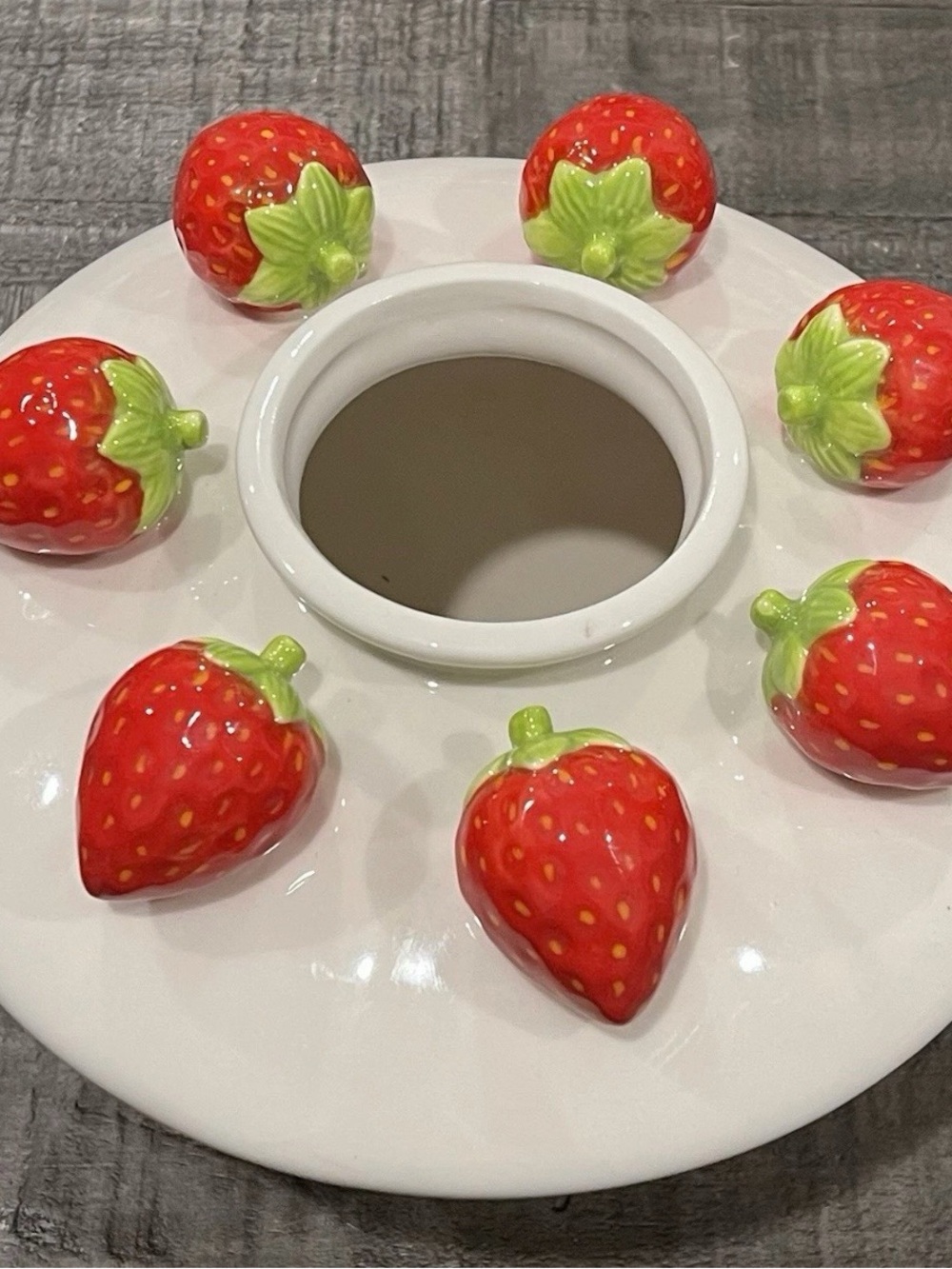 Ceramic Strawberry Flower Vase Insert 9” Cottagecore Spring Decor